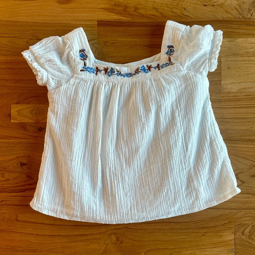 Janie and Jack Embroidered Floral Puff Sleeve Top - Picture 1 of 8